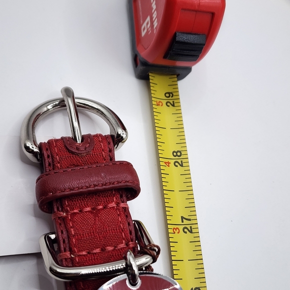 COACH XL Dog Collar Red Leather w Charm XL 22”-26”  8419 - Picture 8 of 12